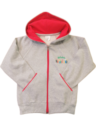 Γκρι ζακέτα με κόκκινες λεπτομέρειες 