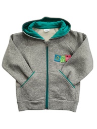 Γκρι ζακέτα με πράσινες λεπτομέρειες